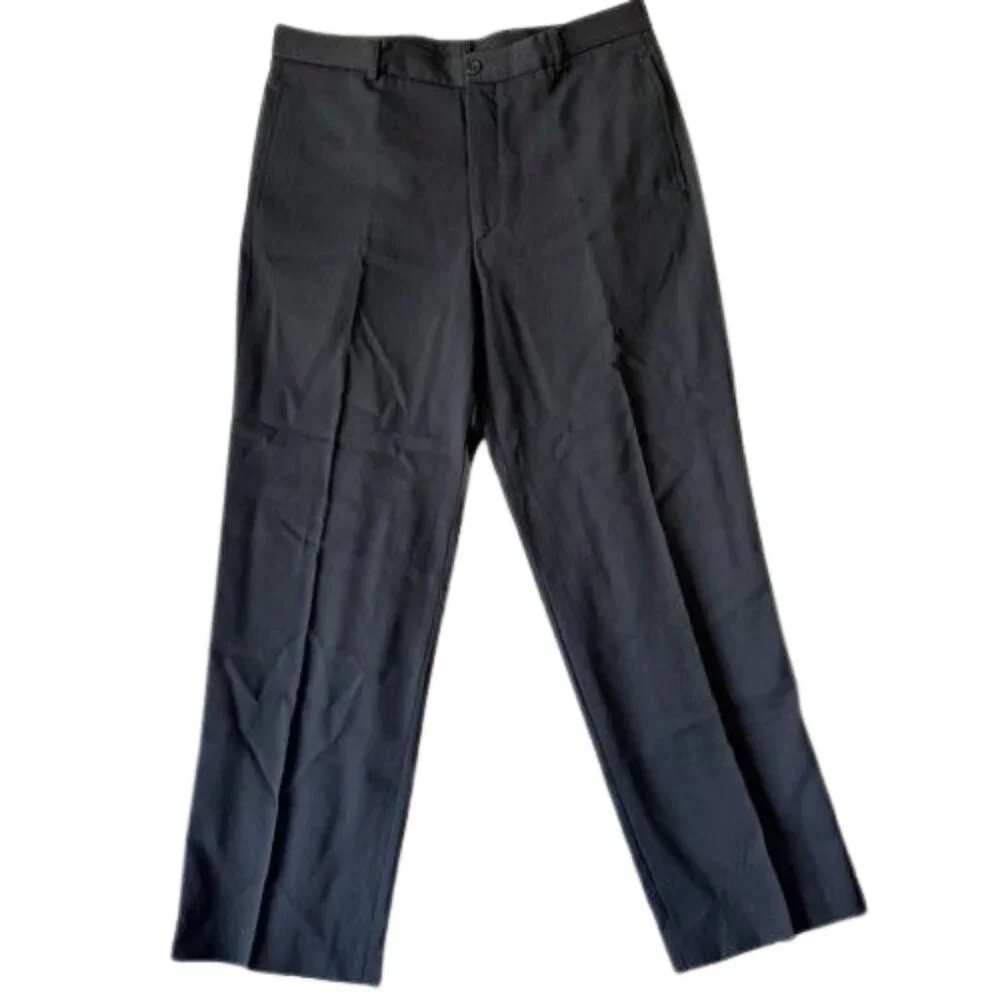 ARMANI COLLEZIONI Mens Black Flat Front Dress Pants Sz 36 36x30 Viscose Blend